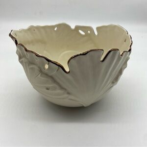 Lenox Canterbury Copper Cream Ceramic Bowl with Gold Accent